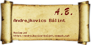 Andrejkovics Bálint névjegykártya
