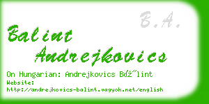 balint andrejkovics business card